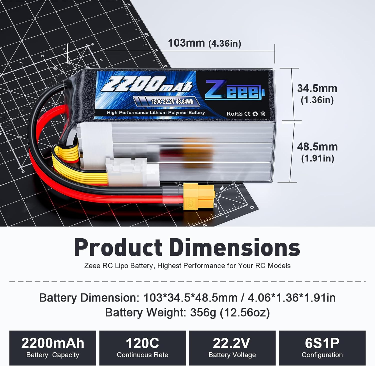 Zeee 6S 2200mAh Lipo Battery 2 - 6S Lipo Battery 22.2V 5000Mah 评论和价格